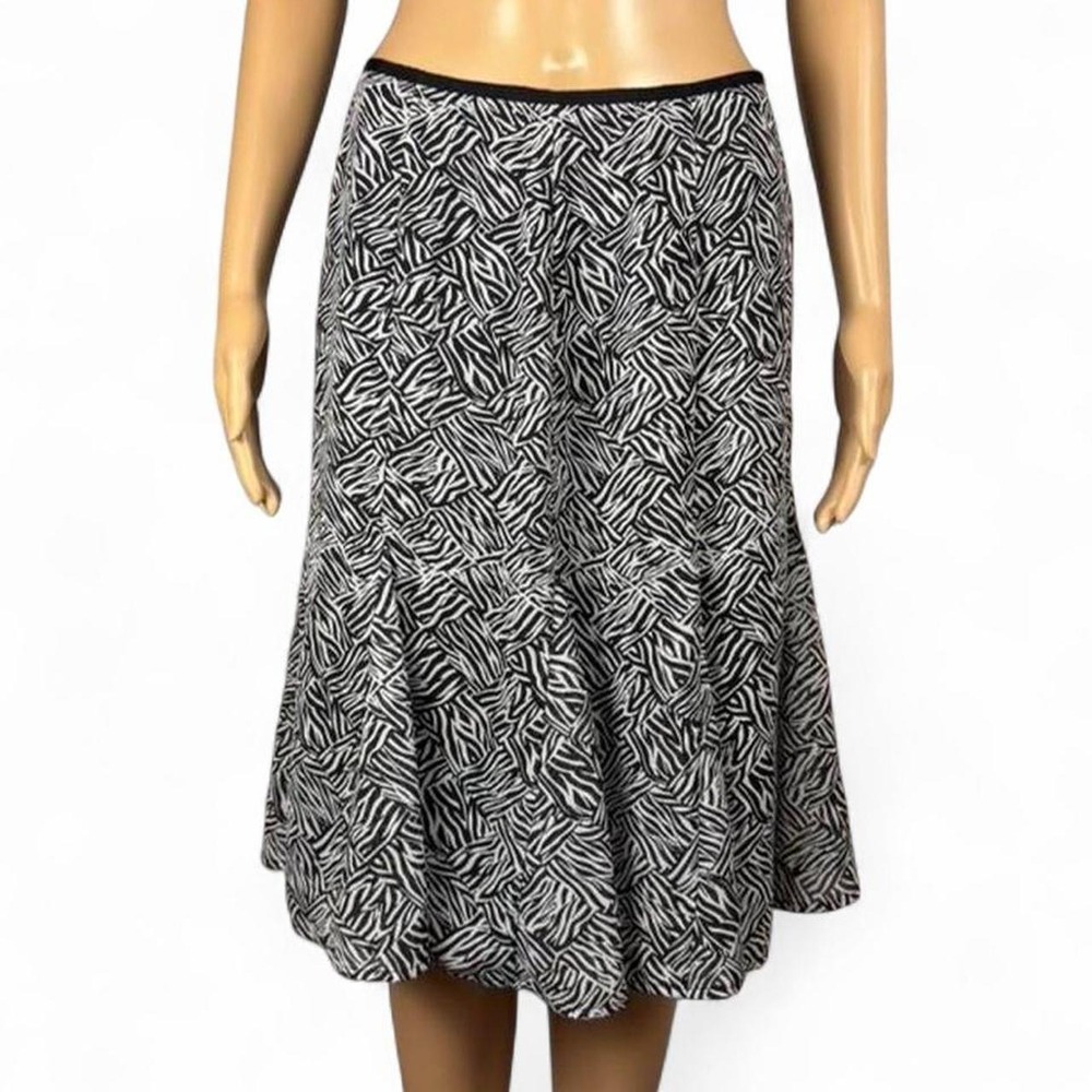 Dana Buchman‎ black & white zebra print flowy midi skirt